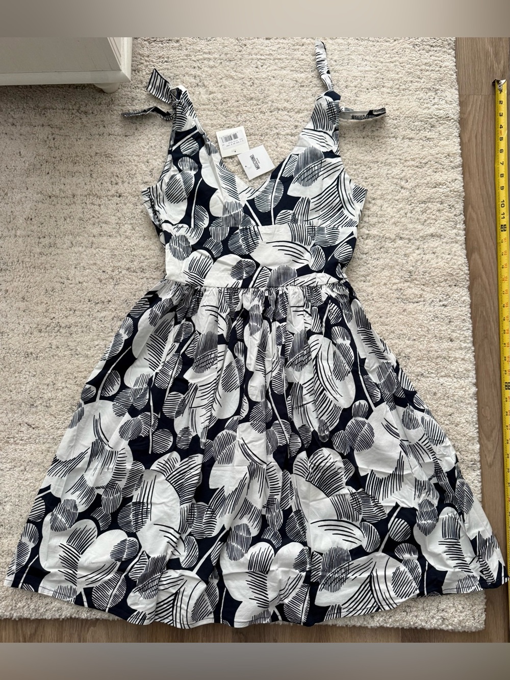 NWT Moschino Jeans Women’s Size 44 Navy White Floral Cotton Fit Flare Dress 10 - Picture 9 of 9